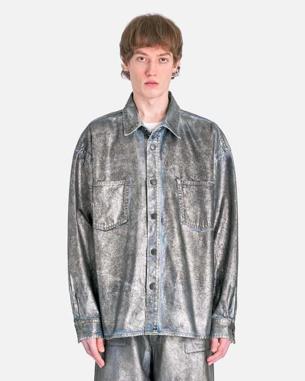 Acne Studios コットン ビッグシャツ ブルーグレー 44 Acne Studios - Button-up shirt logo stamp - Mid blue