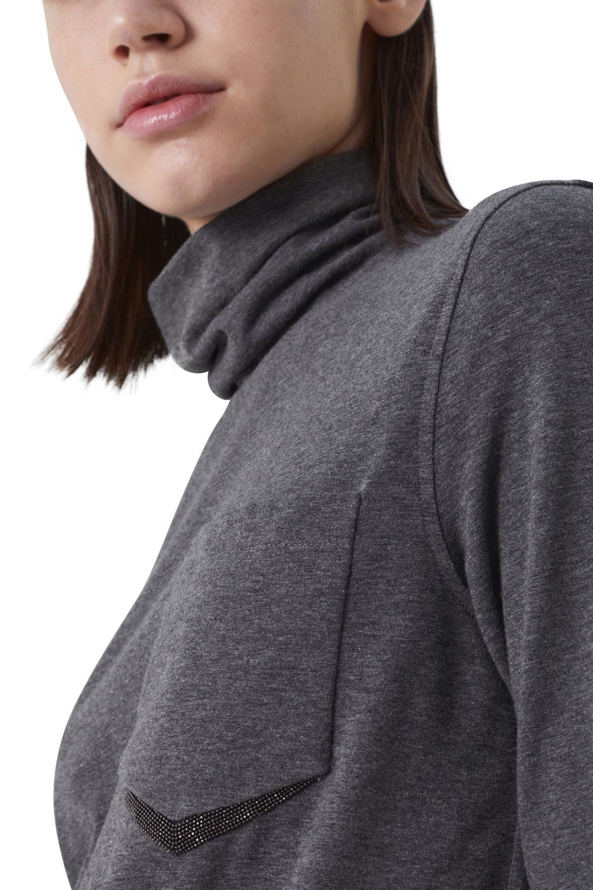 Brunello Cucinelli Turtleneck T-shirt - Dark Grey - Image 2 of 6