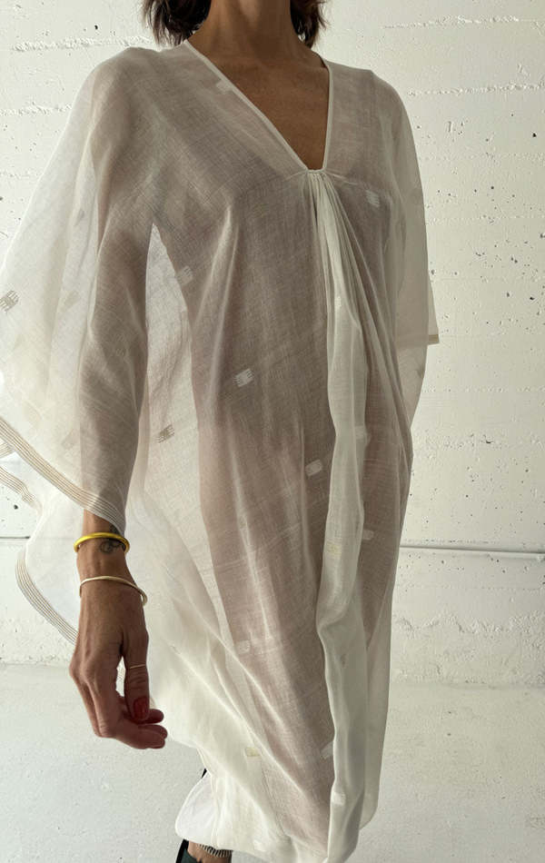 green emerald velvet dress One Size White Gold Cotton Kaftan Dress