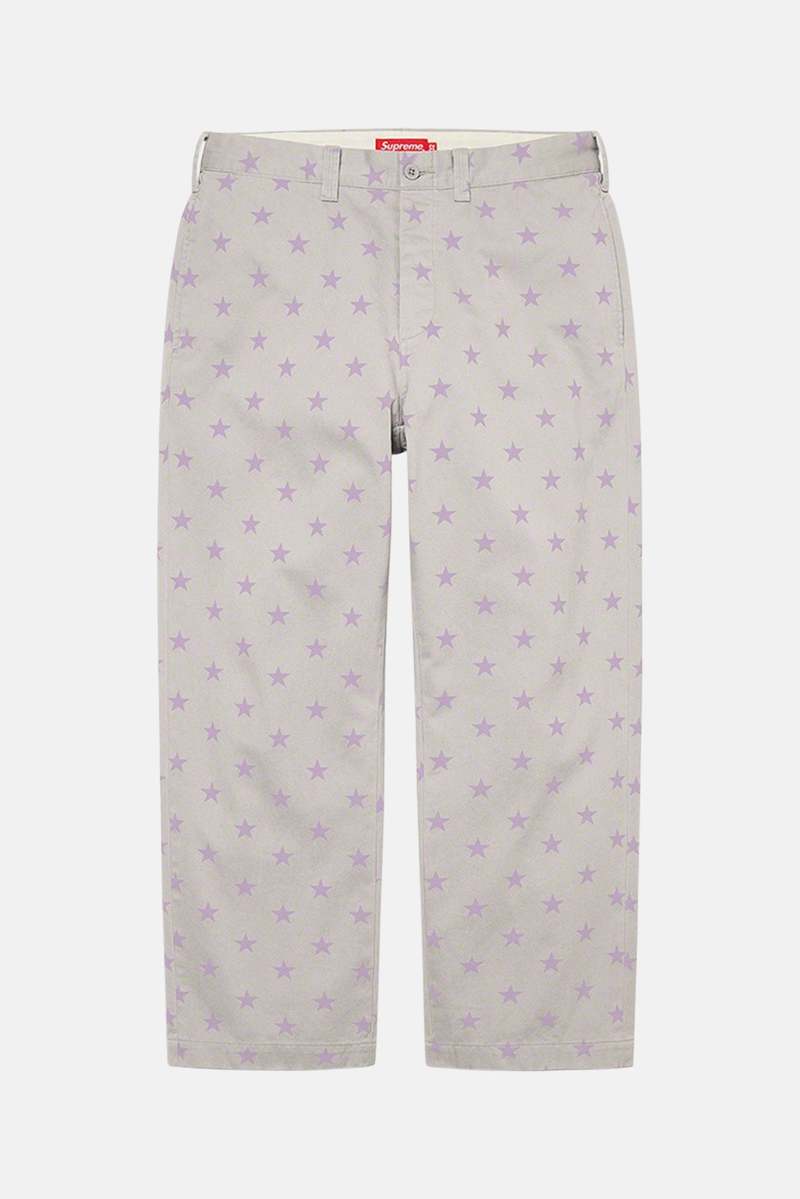 Supreme-Chino-Pant-Grey-Stars.