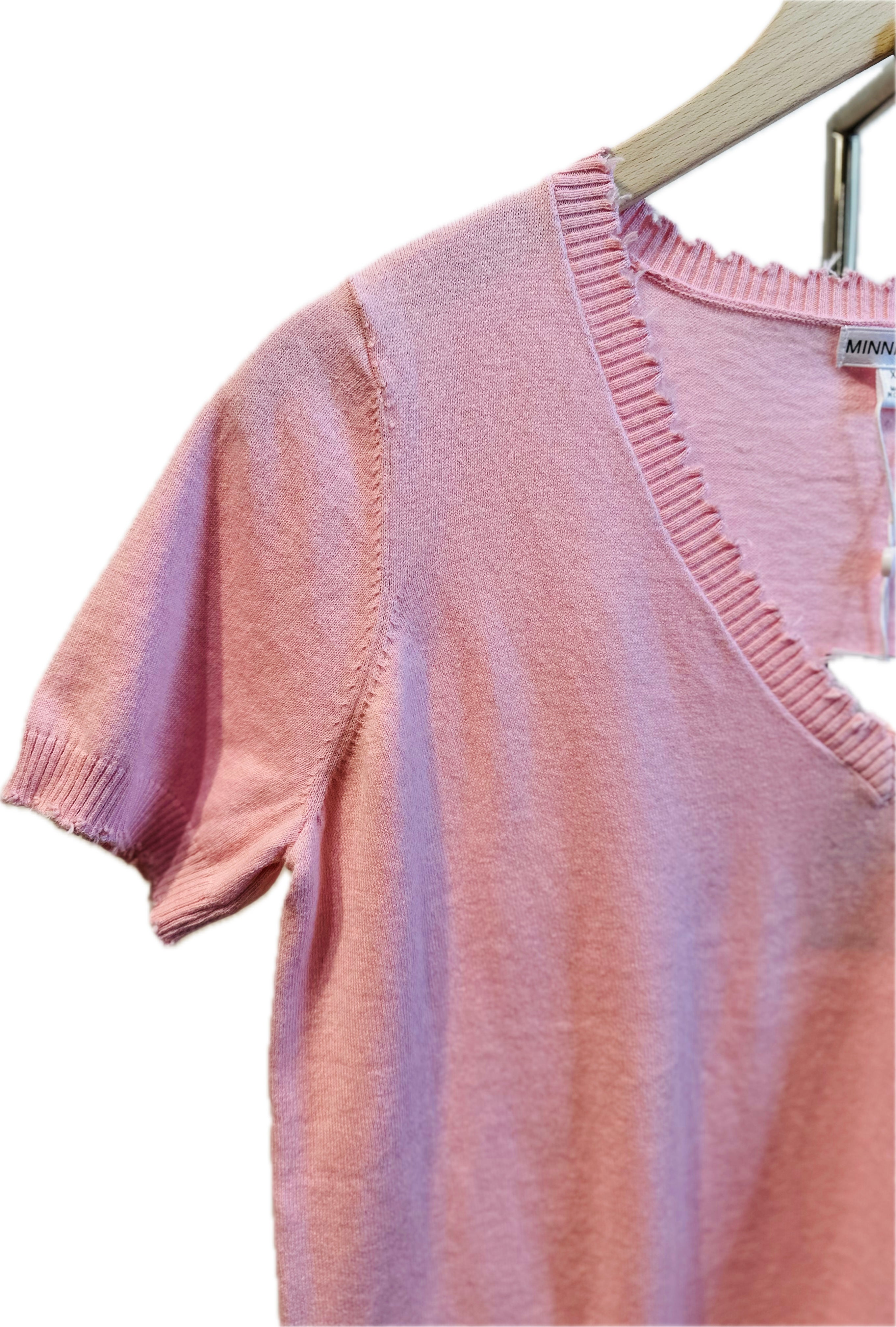 Cotton Cashmere WTF Frayed Printed Tee Brown Sugar - Minnie Rose main image 1
