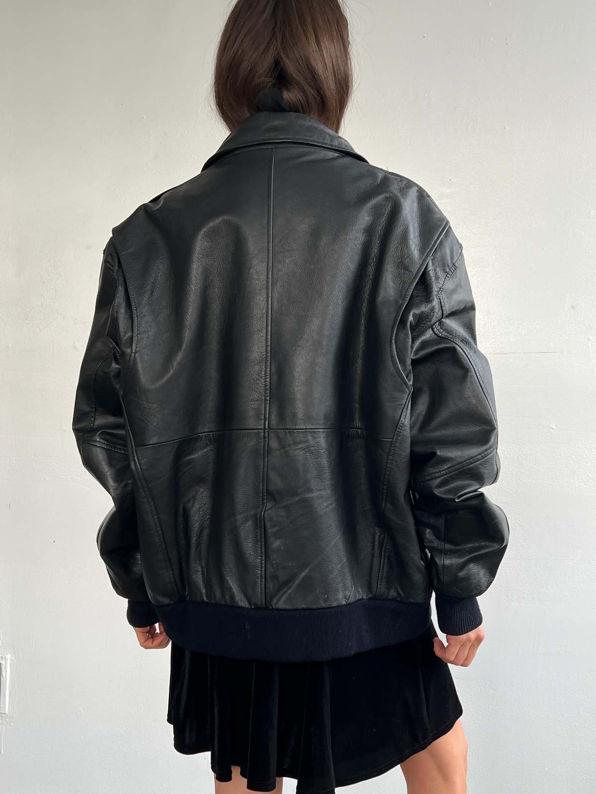 Zip Oversize Leather Bomber | Garmentory