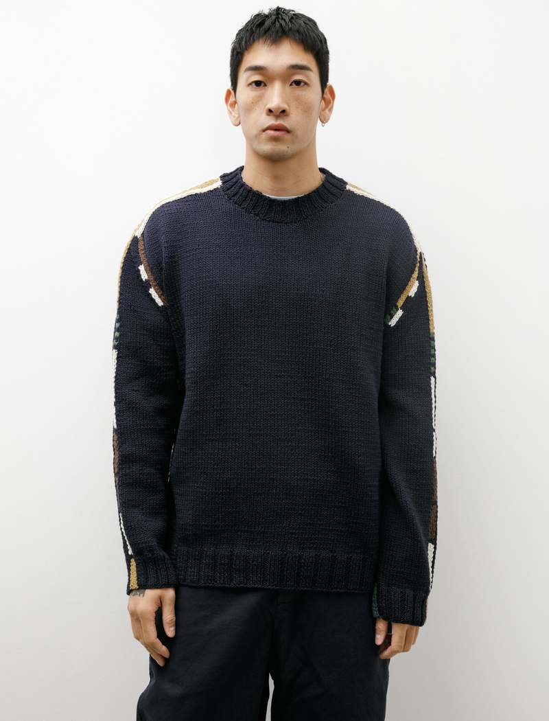 Casey Casey Cotton Wool Pattern Sweater Tube - Navy | Garmentory