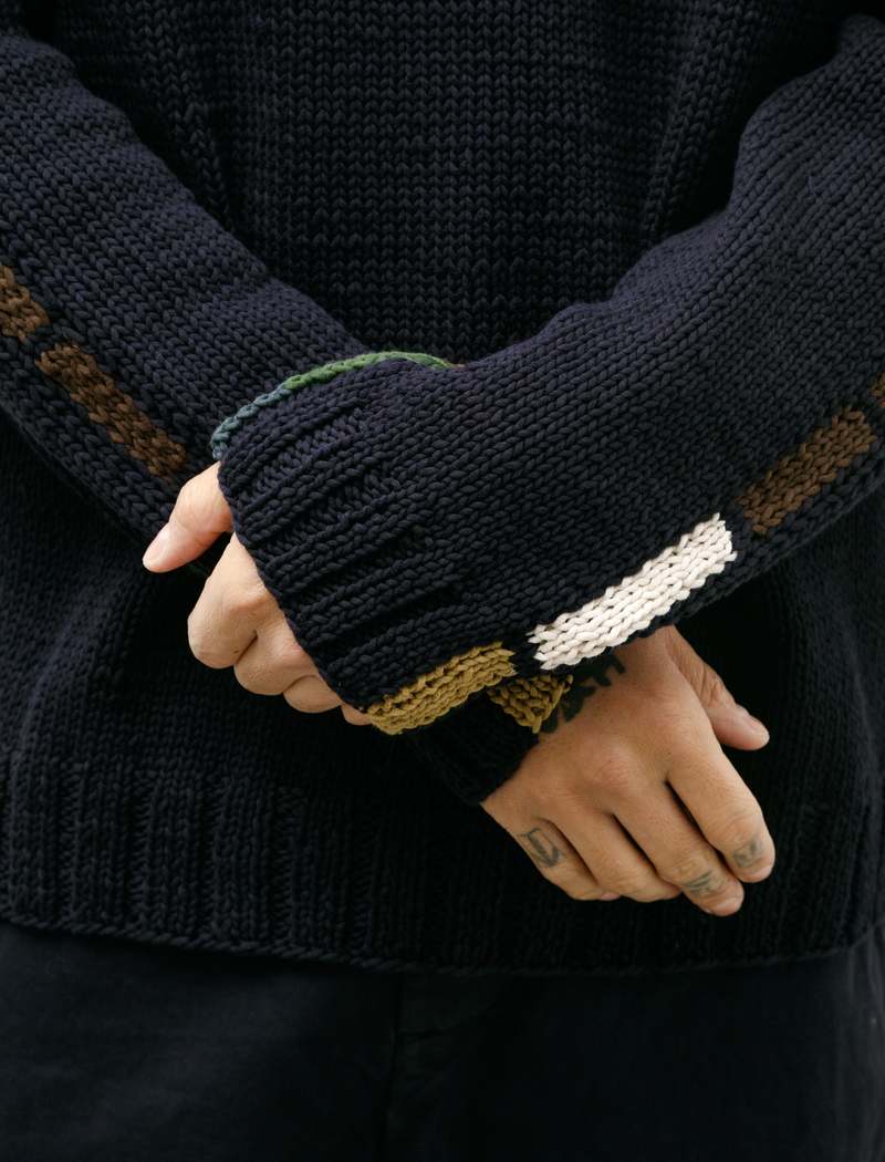 Casey Casey Cotton Wool Pattern Sweater Tube - Navy | Garmentory