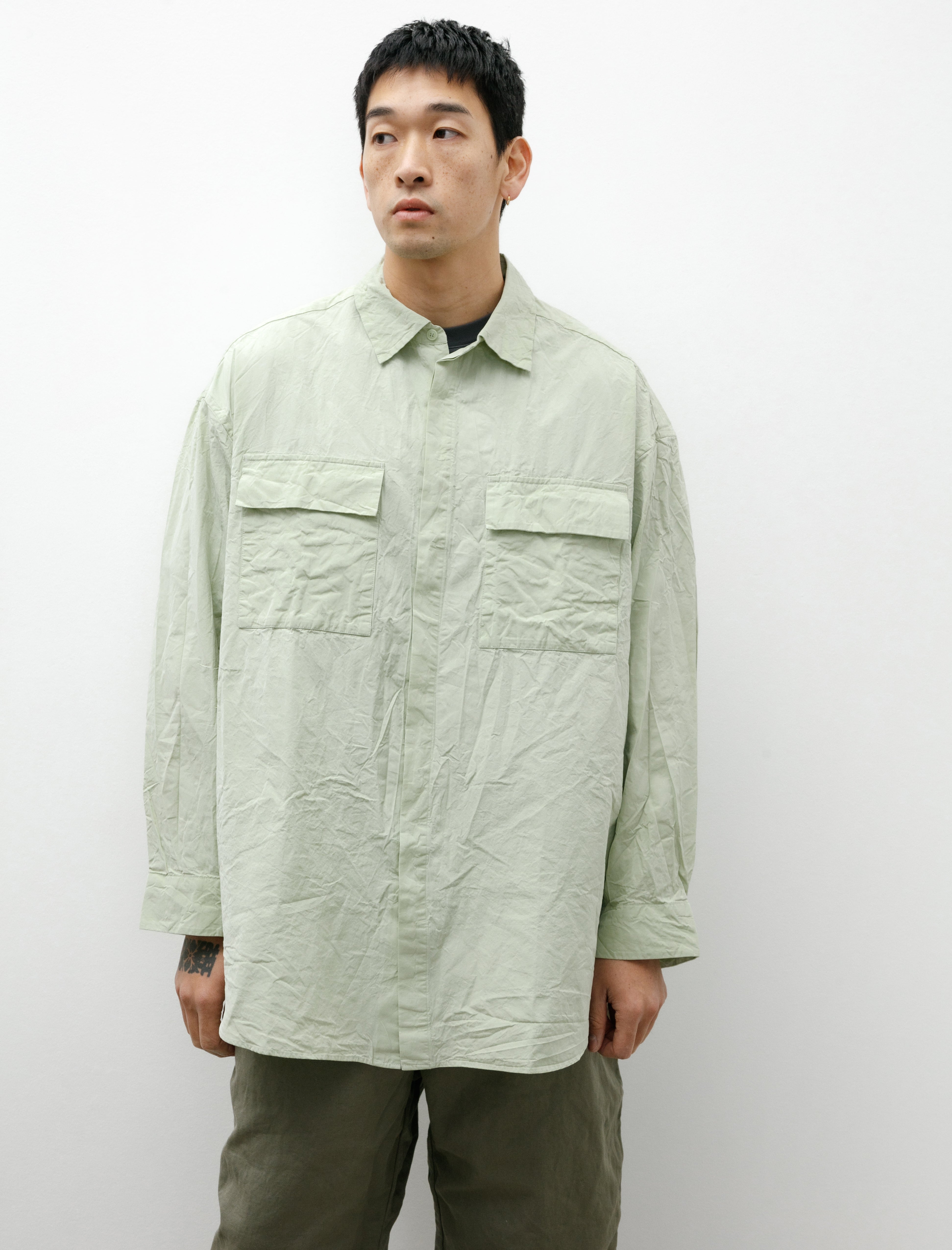 Casey Casey Paper Cotton Volume Shirt - Jade | Garmentory