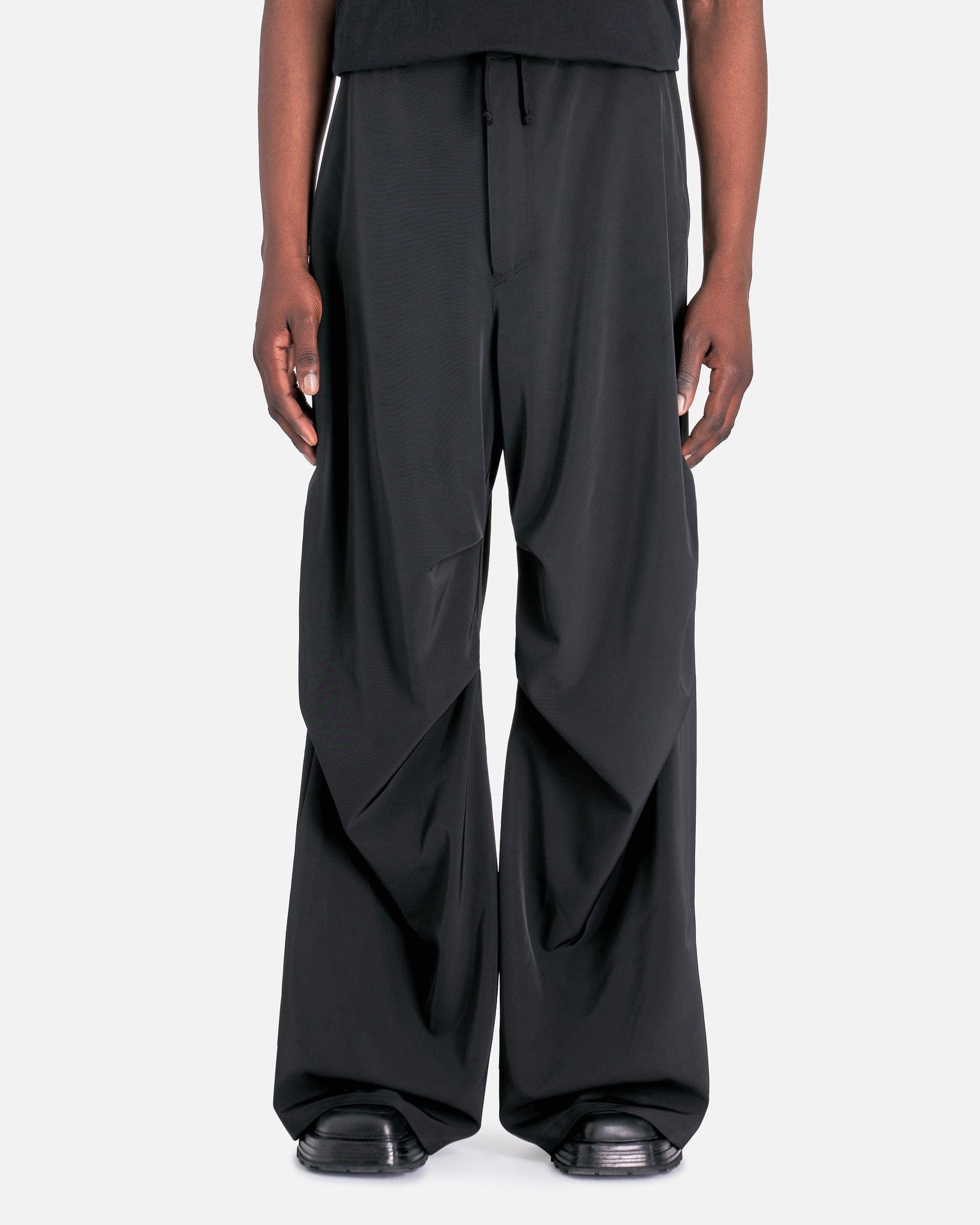 MM6 Maison Margiela Polyester Twill Draped Trousers - Black