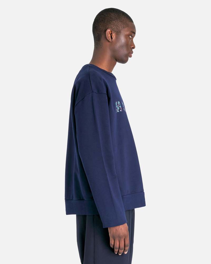 ★MARNI★ Logo Sweatshirt Blue Keanite FUMU0074PDUSCW22FLB95 ブルー ミニロゴ入り オーガニックコットン製スウェットシャツ