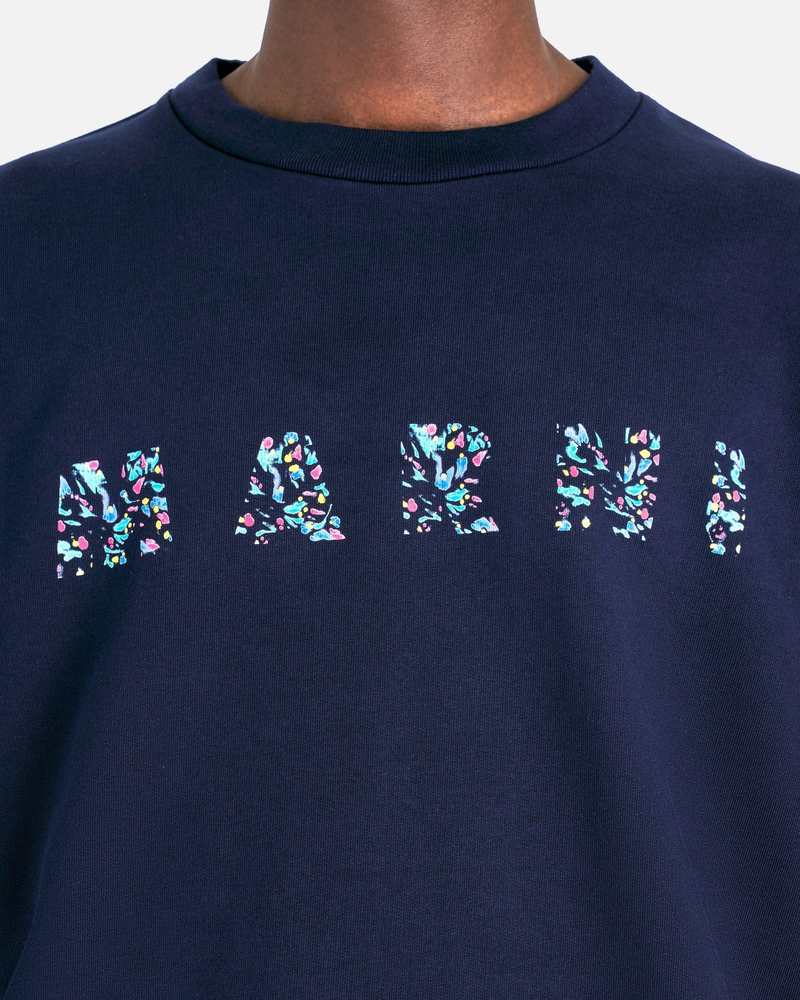 Marni Floral Logo Loopback Sweatshirt - Blue Kyanite