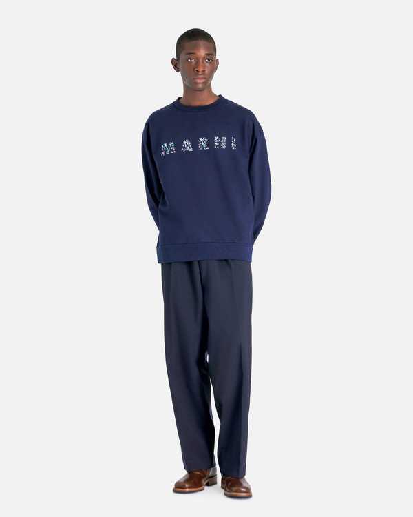 ★MARNI★ Logo Sweatshirt Blue Keanite FUMU0074P9USCU87LOB95 Blue organic cotton sweatshirt with mini logo | Marni