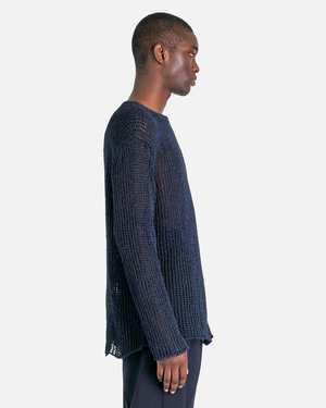 Jil Sander Mouline Open Cotton Knit Jumper - Navy | Garmentory