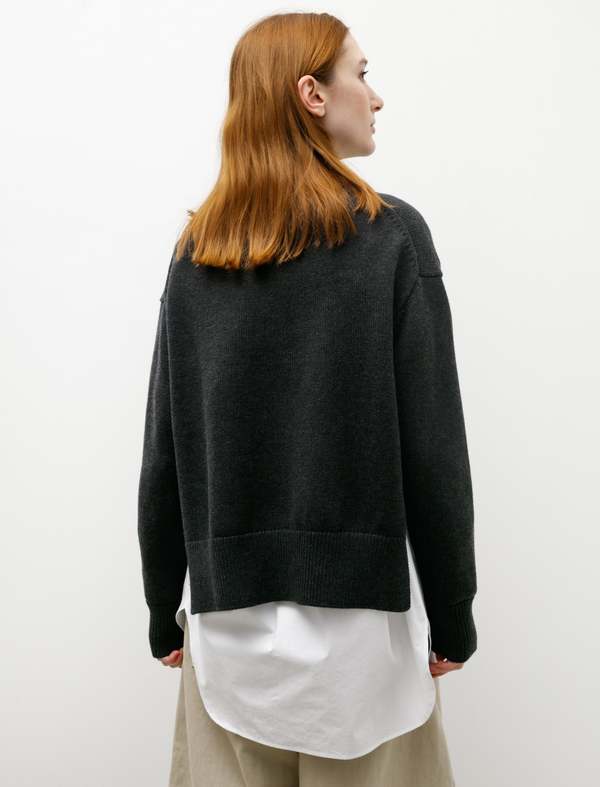 Studio Nicholson Hima Side Split Knit Lead sweatshirt - Black 