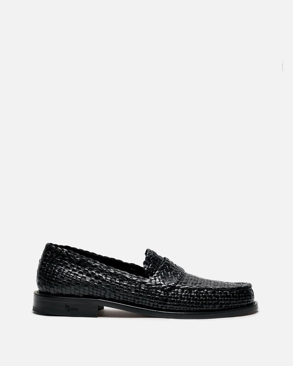 Marni Light Woven Leather Loom Moccasin Black Garmentory