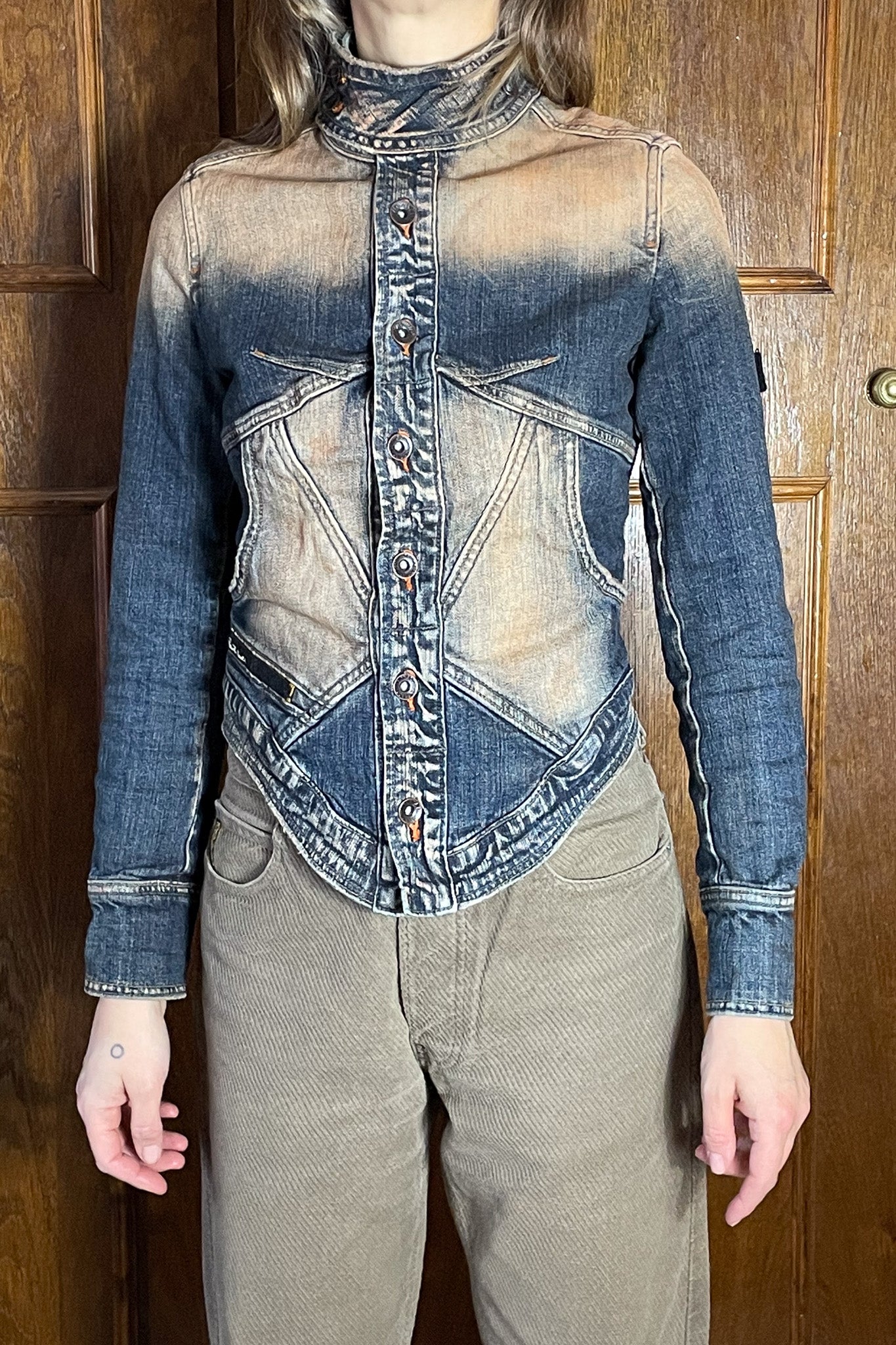 Just Cavalli Lattice Denim Jacket | Garmentory