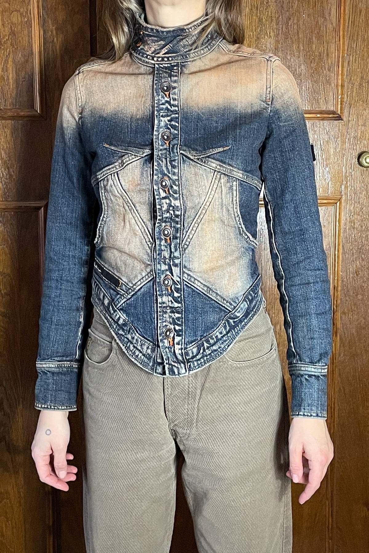 Just Cavalli Lattice Denim Jacket | Garmentory