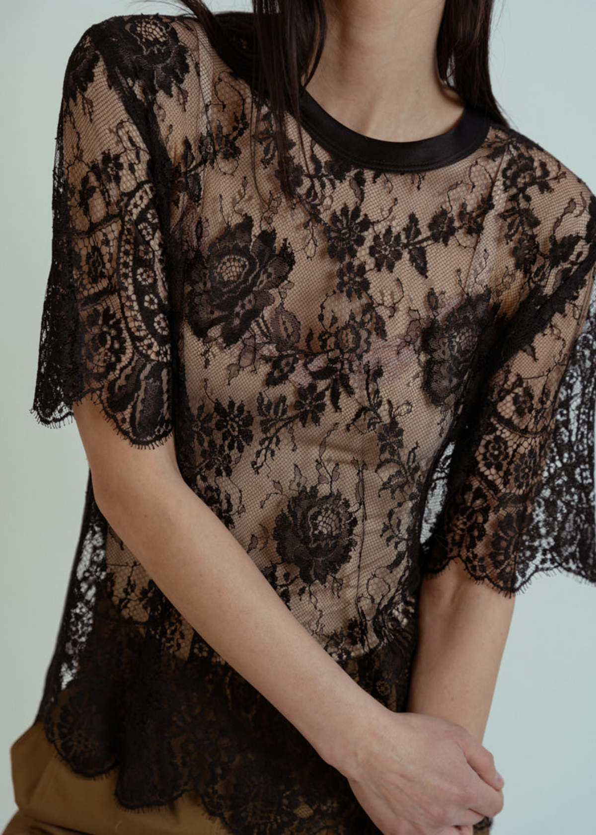 Aquarius Cocktail French Lace Tee - Black - Image 1 of 6