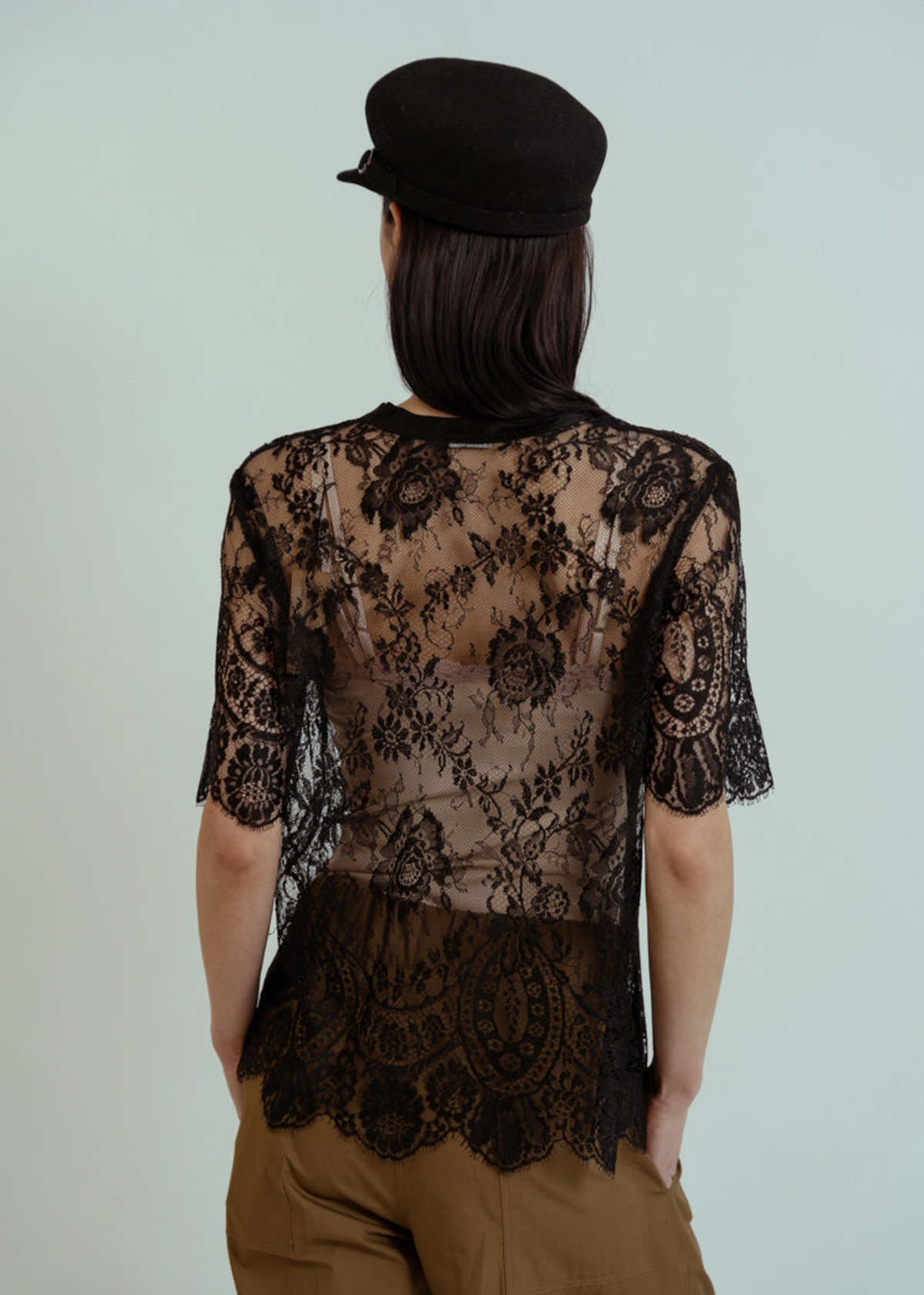 Aquarius Cocktail French Lace Tee - Black - Image 5 of 6