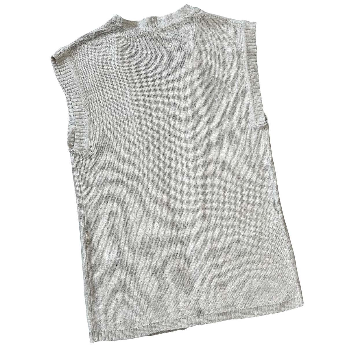 Plaid Trimmed Silk Interlock Knit Vest Ivory Garmentory