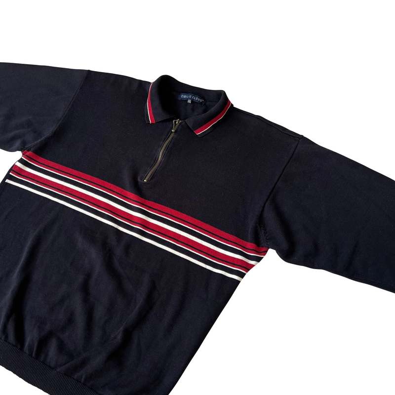 Emilio Cloud (Finland) Interlock Knit Striped Zip-Up Polo