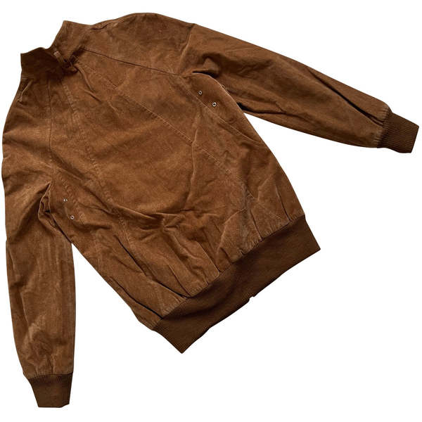 90 (Italy) Suede Leather Bomber Jacket Camel : M | Garmentory