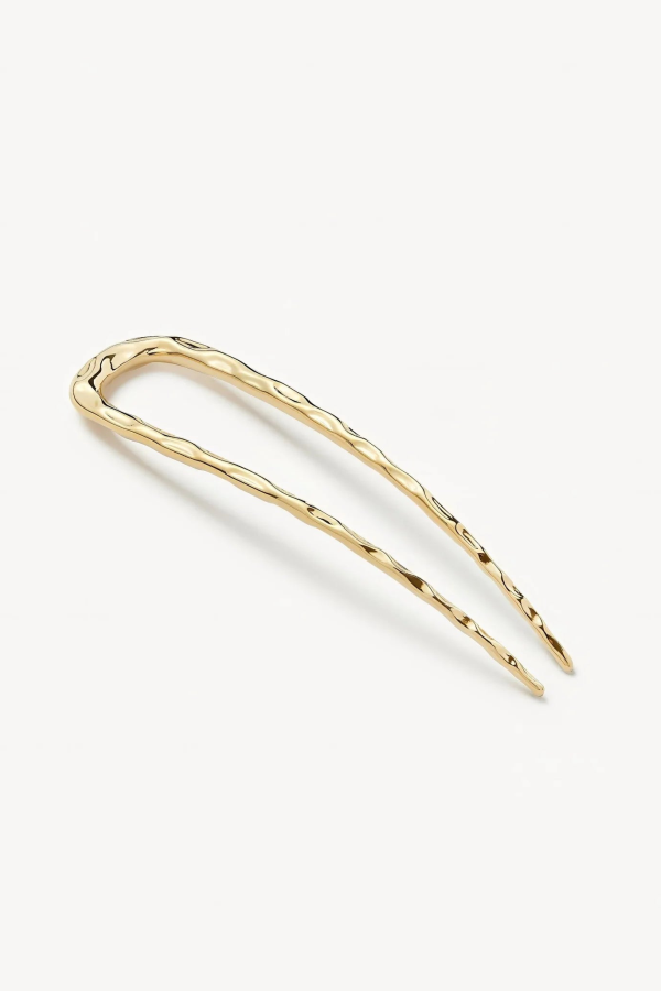 Machete Wavy French Hair Pin - Gold