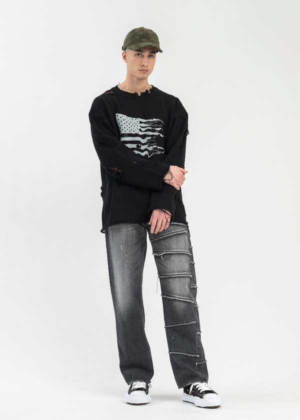 トップス Destroyed Long Sleeve Knit T-shirt ニット/セーター Destroyed Long Sleeve Knit T-shirt