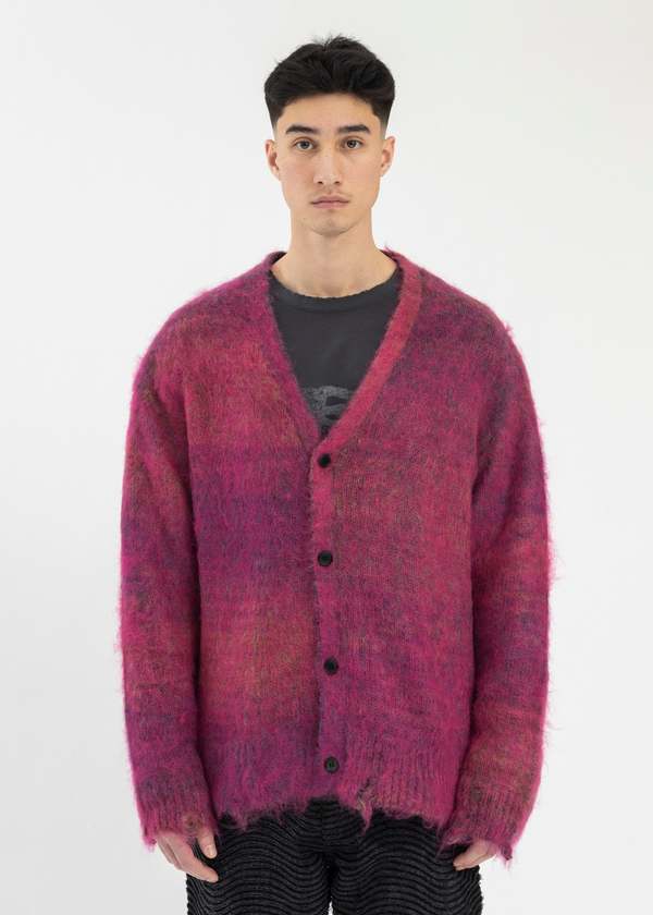 KAMIYA Kasuri Mohair Cardigan - Pink | Garmentory