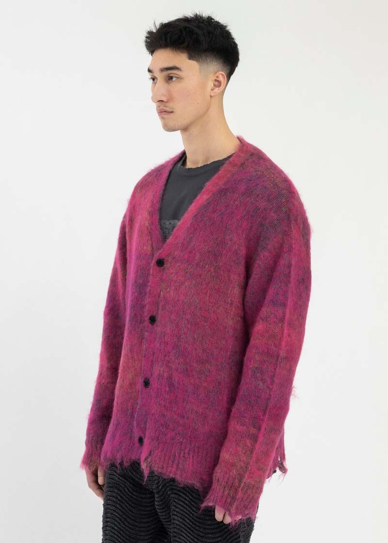 KAMIYA　Kasuri Mohair Cardigan KAMIYA Kasuri Mohair Cardigan - Pink | Garmentory