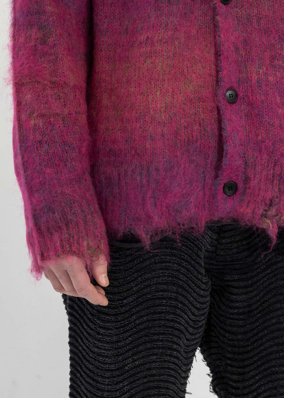KAMIYA Kasuri Mohair Cardigan - Pink | Garmentory
