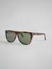 Saint Laurent Wide High Bridge Flat Sunglasses - Tortoise Shell - Thumbnail 1