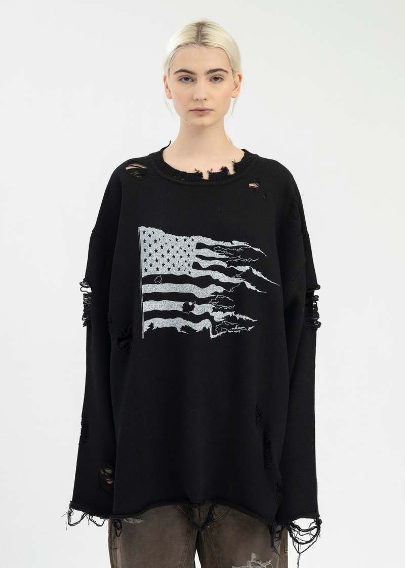 トップス KAMIYA Destroyed Long Sleeve Knit KAMIYA（カミヤ）の「Destroyed Long Sleeve Knit T-shirt