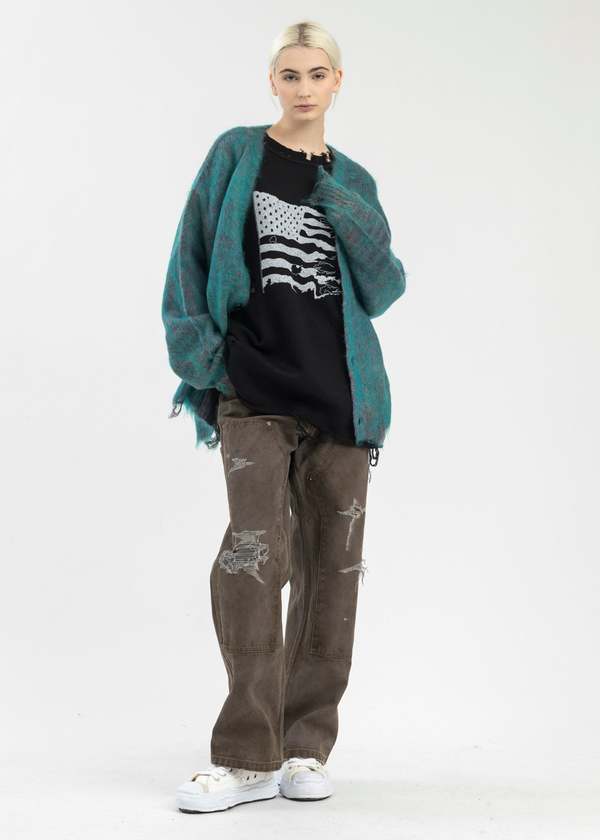 KAMIYA Kasuri Mohair Cardigan - Green | Garmentory
