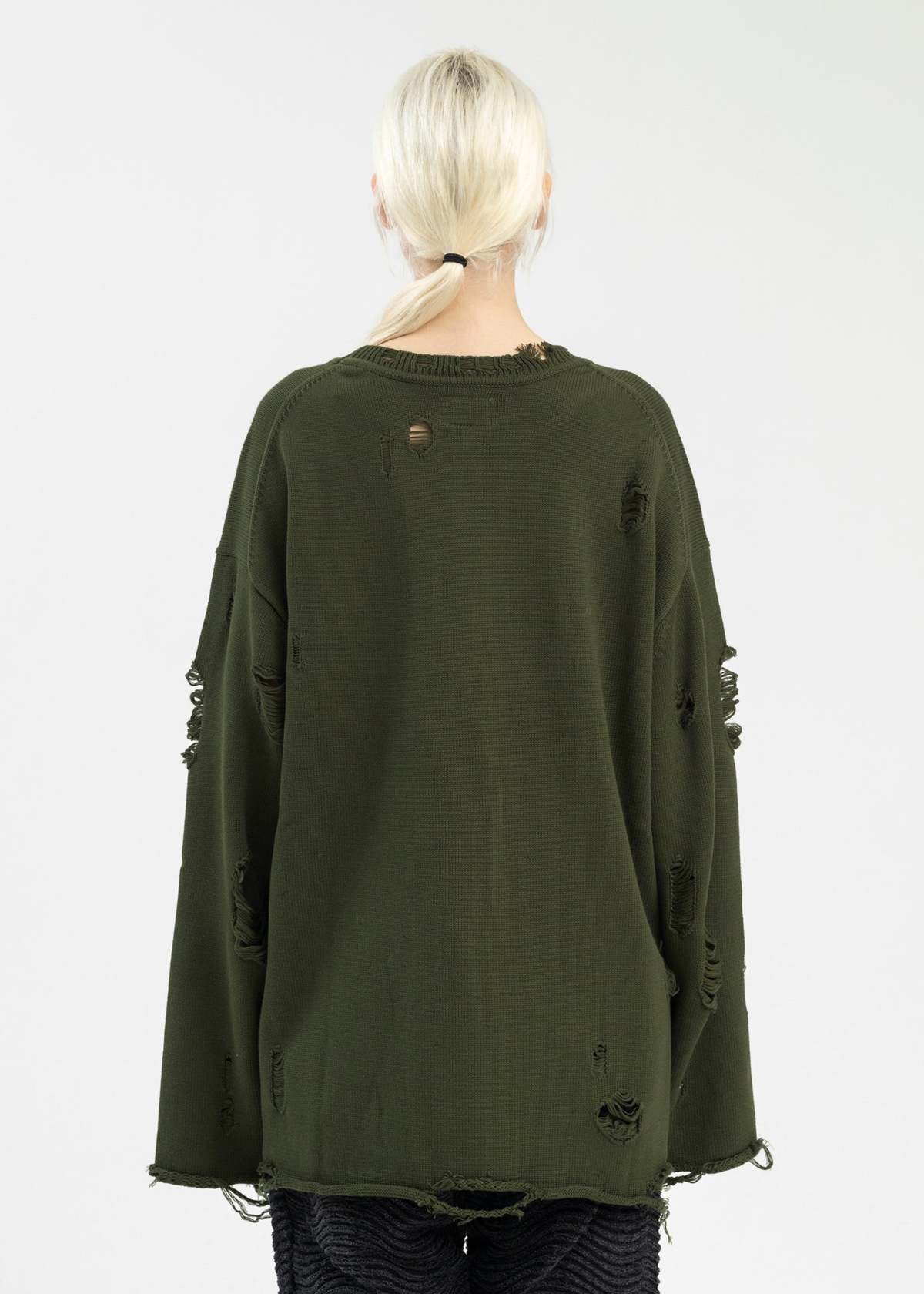 【関税込み】ALEXANDER DIGENOVA カーキ Crash Tシャツ KAMIYA Destroyed Printed Knit L/S Tee - Khaki | Garmentory