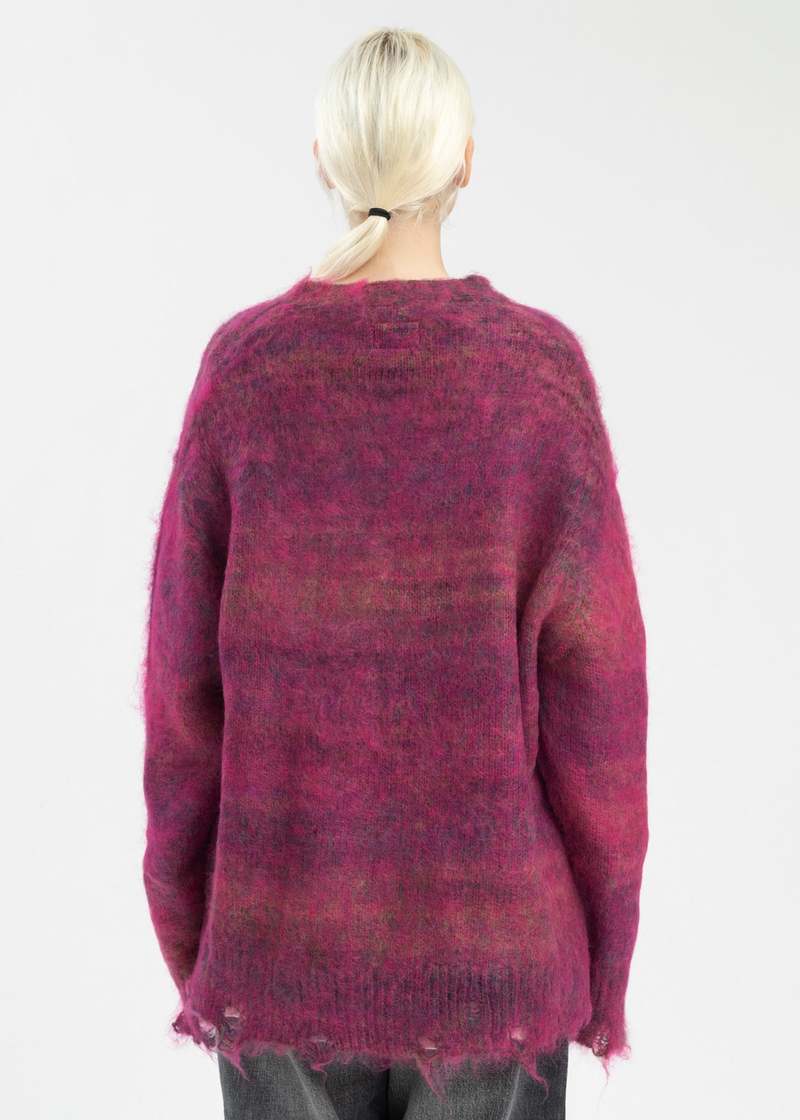 トップス KAMIYA Kasuri Mohair Cardigan (24aw) KAMIYA Kasuri Mohair Cardigan - Pink | Garmentory