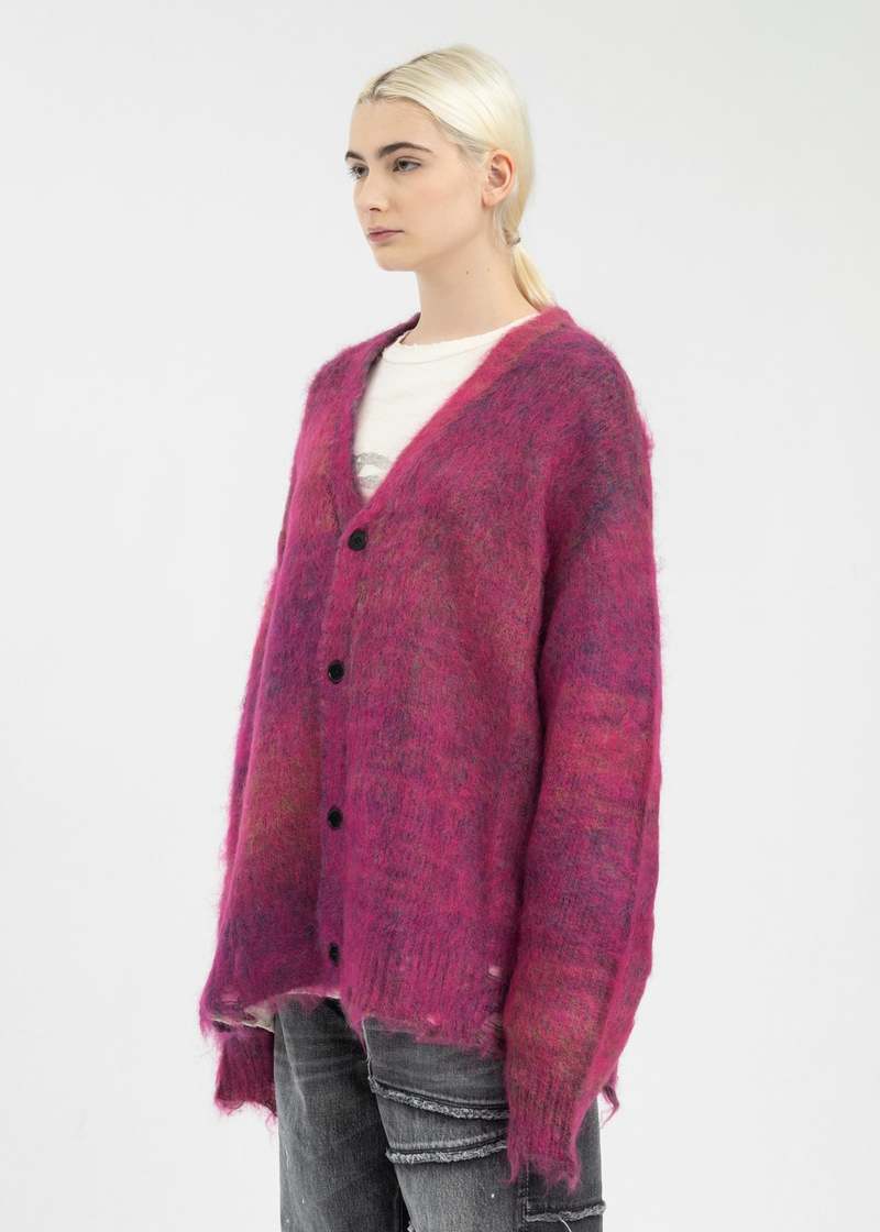 トップス KAMIYA Kasuri Mohair Cardigan (24aw) KAMIYA Kasuri Mohair Cardigan （BLUE） - Osaka / Kyoto, Ship