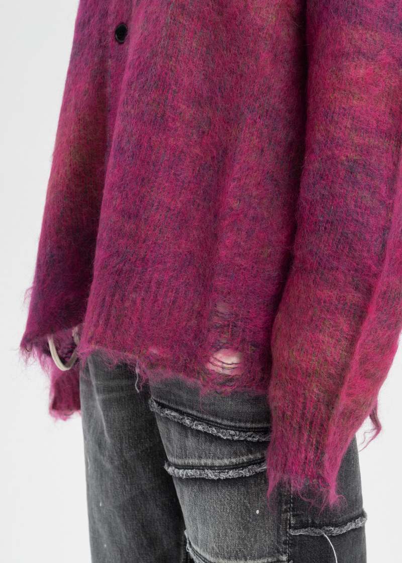 KAMIYA Kasuri Mohair Cardigan - Pink | Garmentory