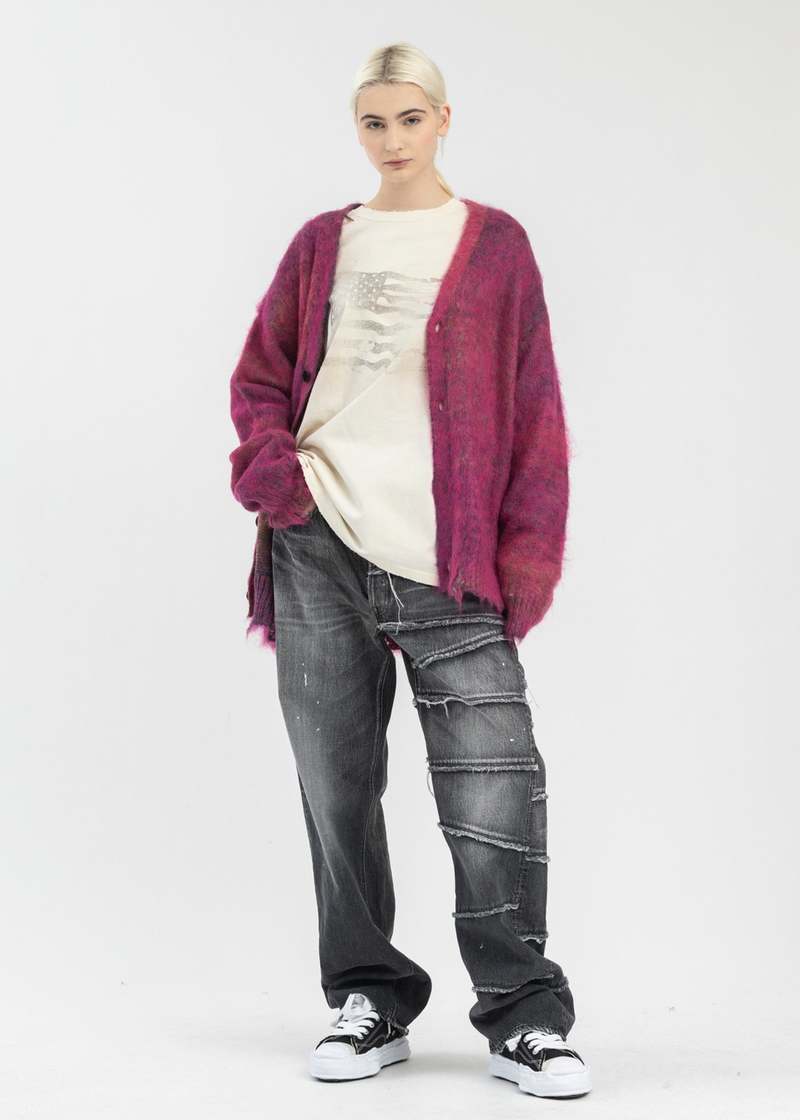 KAMIYA Kasuri Mohair Cardigan - Pink | Garmentory