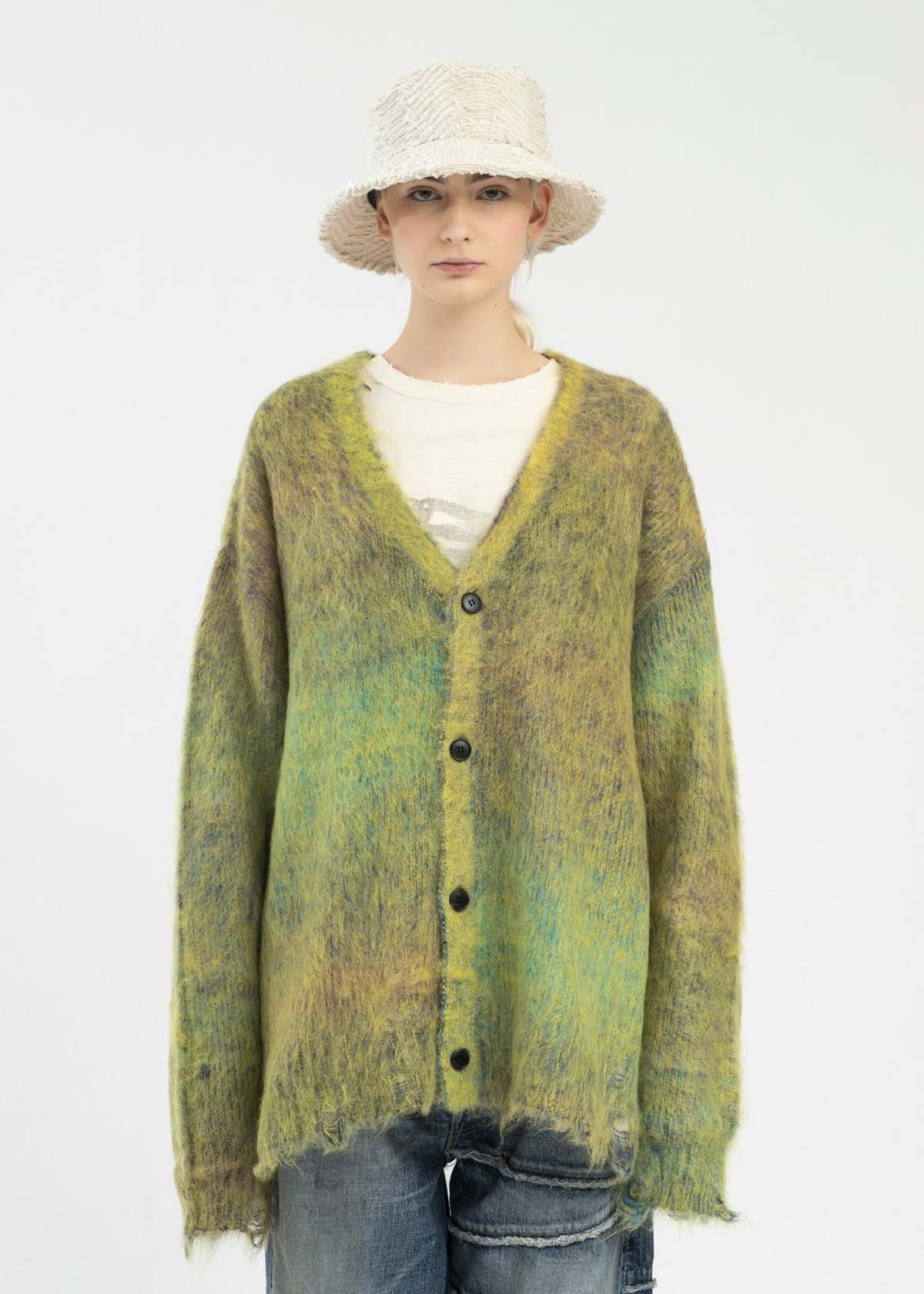 トップス KAMIYA Kasuri Mohair Cardigan (24aw) Yellow-Kasuri-Mohair-Cardigan-