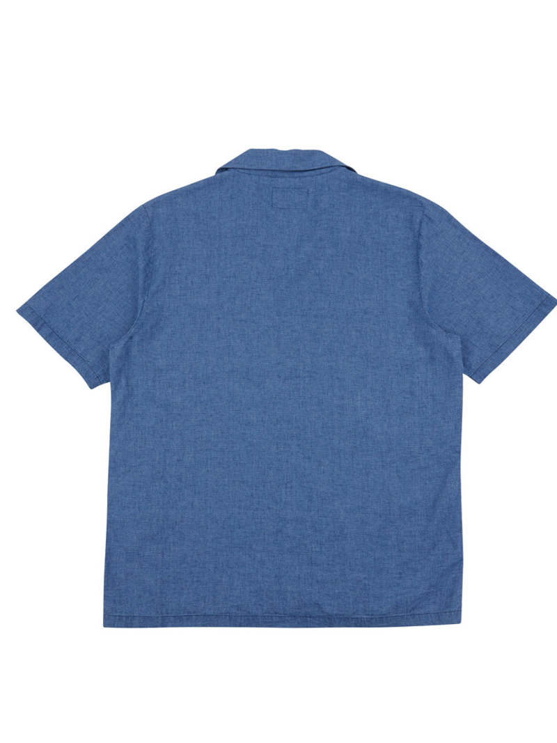 FOLK SS Soft Collar Shirt - Light Indigo Waffle | Garmentory