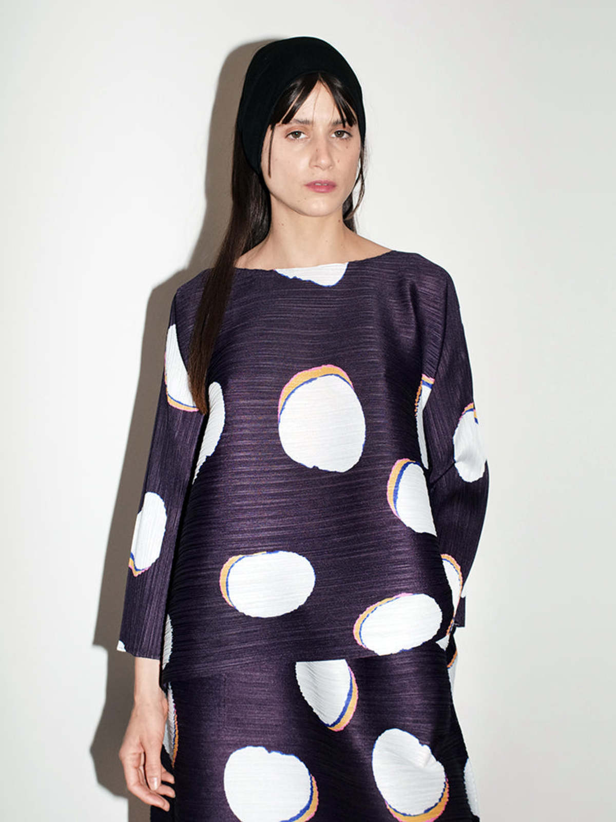 ISSEY MIYAKE 半袖トップス　フルーツ柄　サイズ表記2 Issey Miyake Bean Dot Top - Purple/White Dot | Garmentory