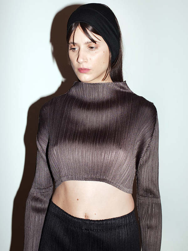 Issey Miyake Crop Top - Charcoal Grey | Garmentory