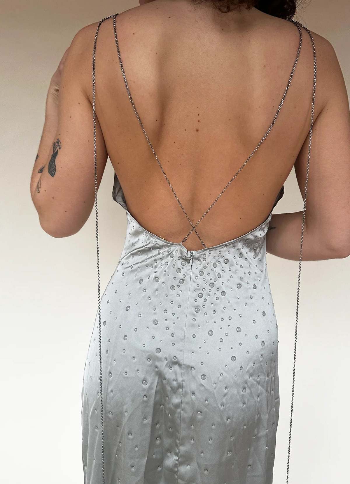 white dress silver Sariyah Hand Embellished Mini Dress