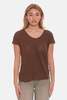 Blue&Cream Linen Scoop Neck Tee - brown - Thumbnail 5