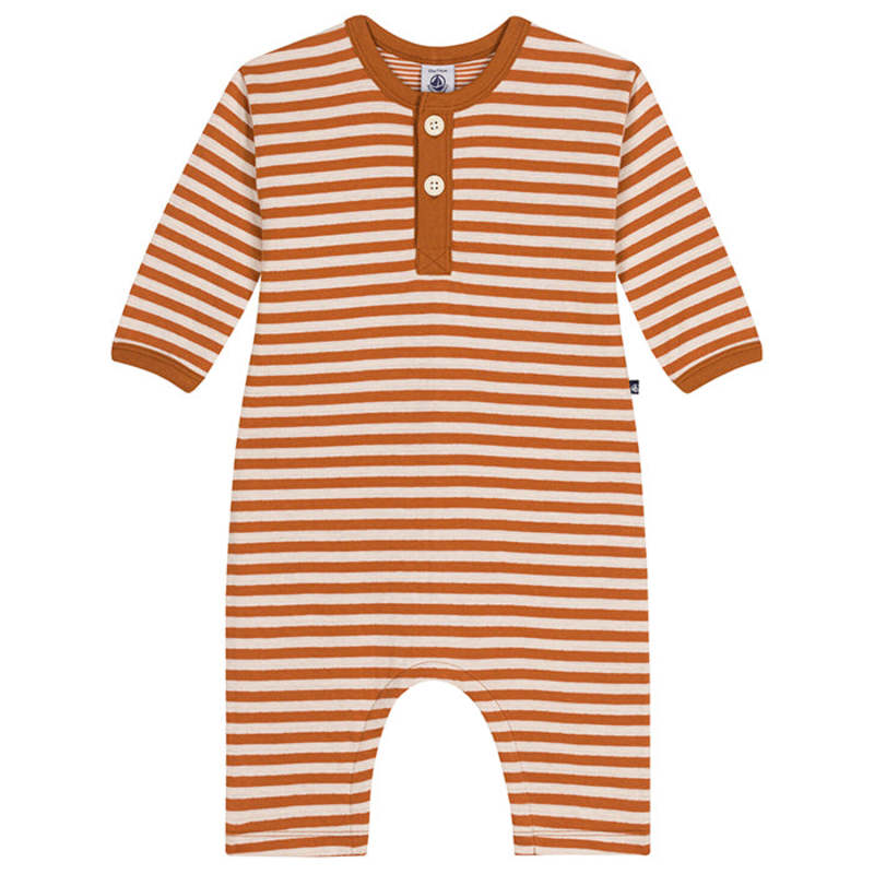 Kids Petit Bateau Jumpsuit - Squirrel Brown Stripes Kids Petit Bateau Jumpsuit - Squirrel Brown Stripes