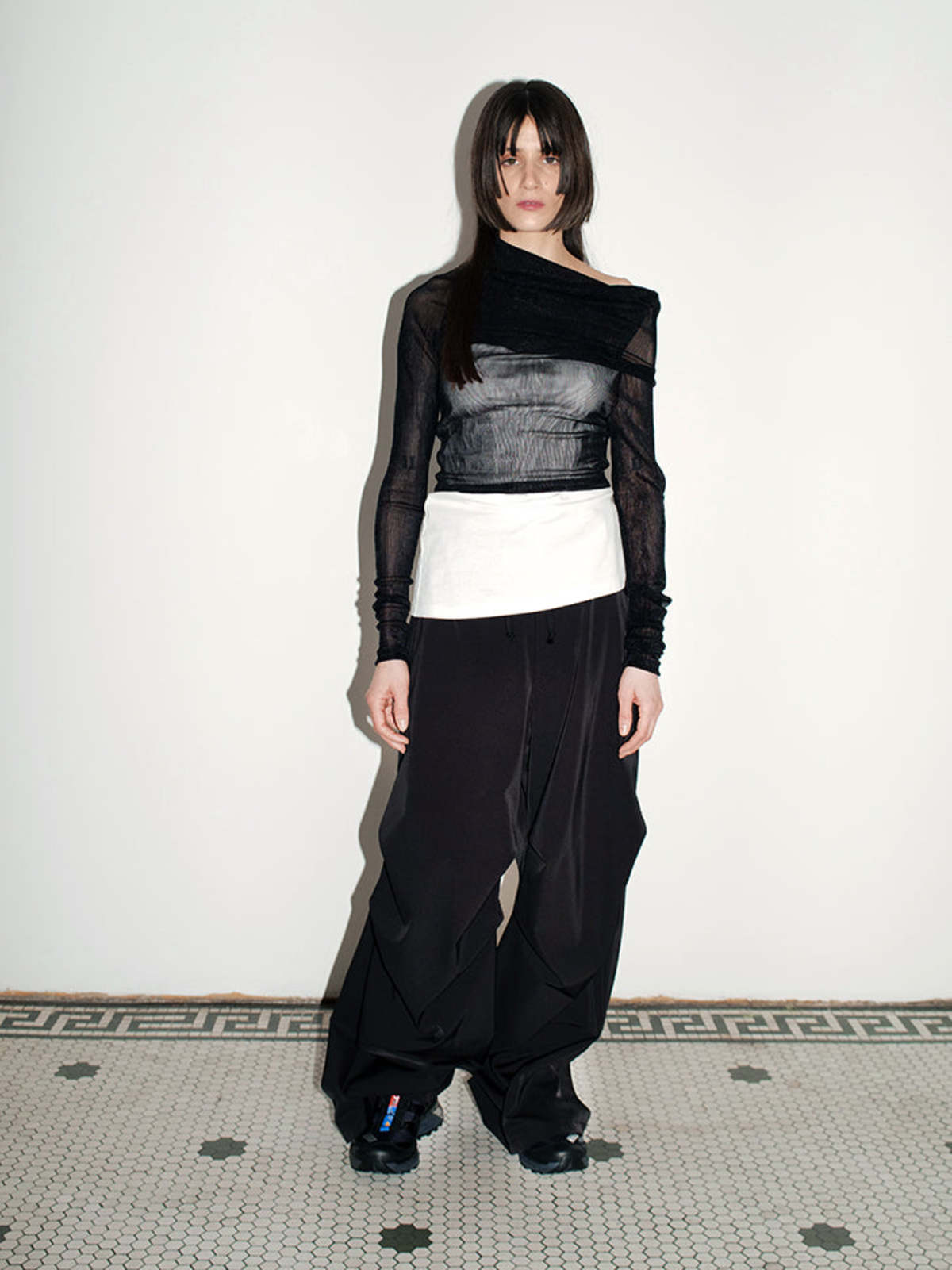 MM6 Maison Margiela Layered Stretch Top - Black/White | Garmentory