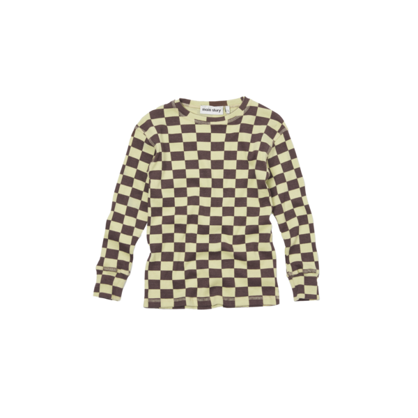 Kids Main Story Kids Long Sleeve Rib Top - Lemongrass Check Kids Main Story Kids Long Sleeve Rib Top - Lemongrass Check