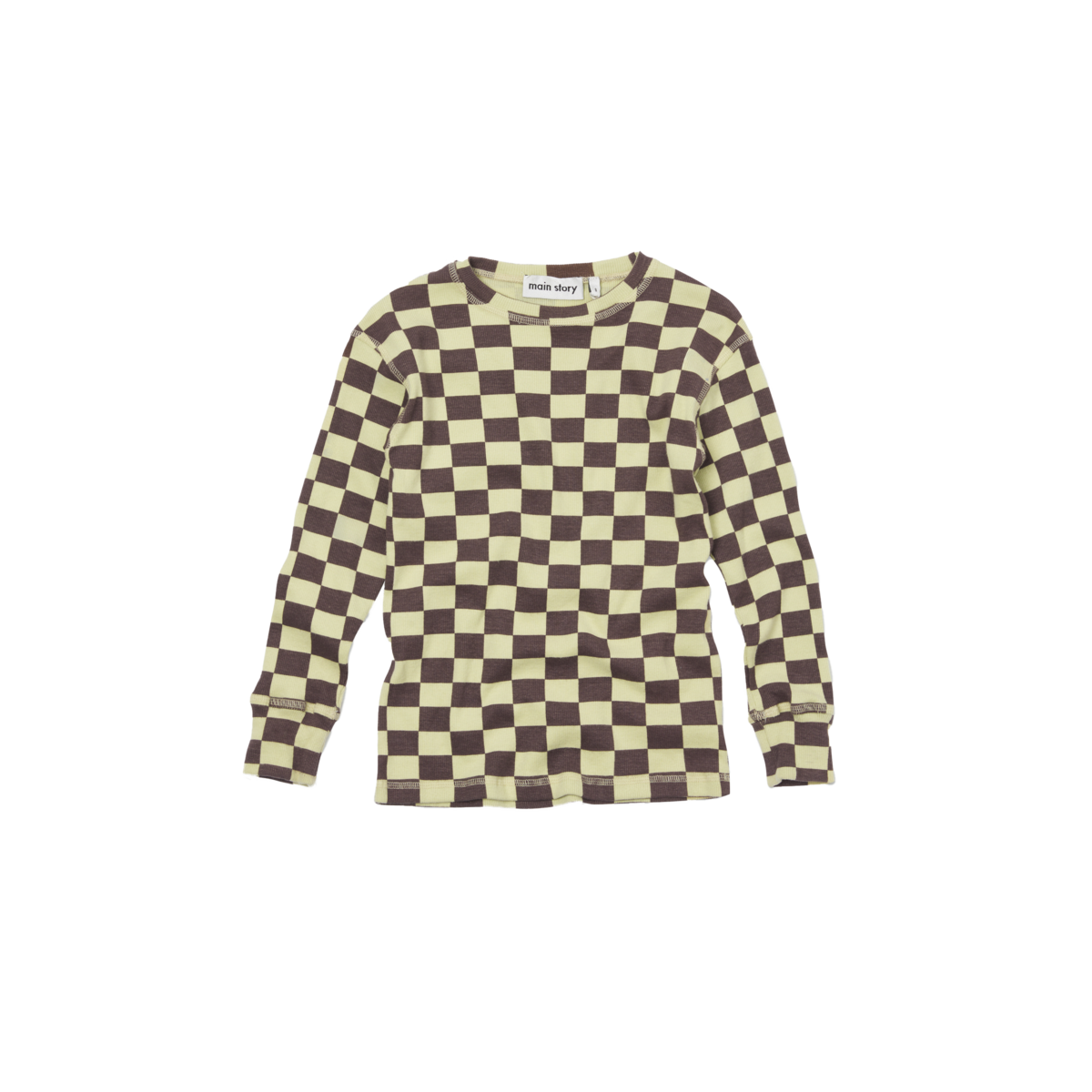 Kids Main Story Kids Long Sleeve Rib Top - Lemongrass Check - Image 1 of 1