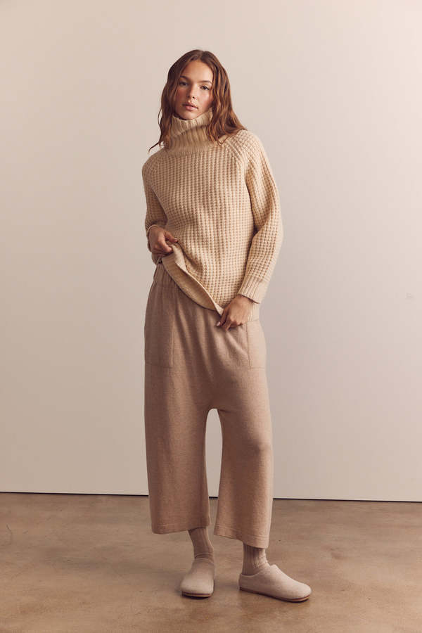 a mente Cashmere wool blended knit baggy pants - Oatmeal | Garmentory