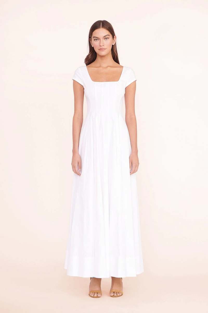 Staud Short Sleeve Wells Dress - White | Garmentory