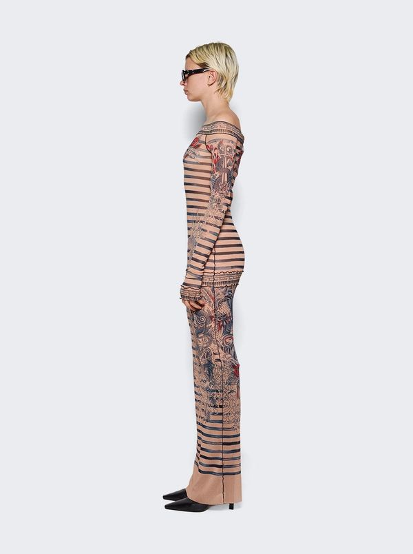 fitted lace wedding dress Jean Paul Gaultier Soleil Tattoo Print Mesh Dress Set main image 1