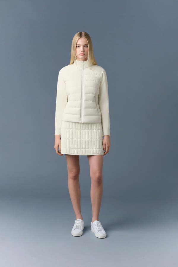 Mackage Oceane City Mixed Media Jacket - Cream | Garmentory